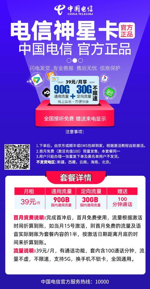 电信30G流量卡价格及套餐介绍
